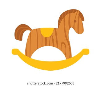 Wooden children toy horse icon. Vector illustration