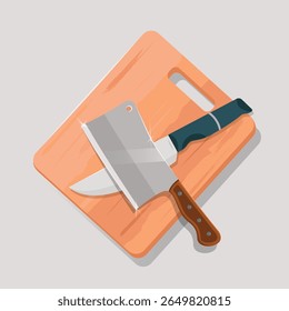 Quadro de corte de madeira e facas ilustração de projeto de estoque