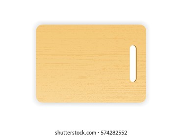 Wooden chopping or cutting board on white background. Vector illustration.