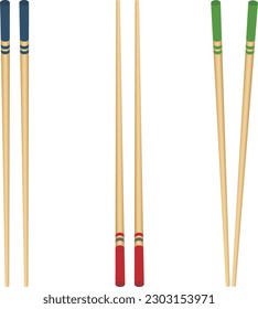 Wooden chopsticks drawn in vector on a transparent background.