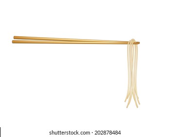 Wooden Chopsticks Holding Noodles
