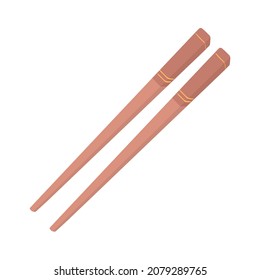 wooden chopsticks icon flat vector