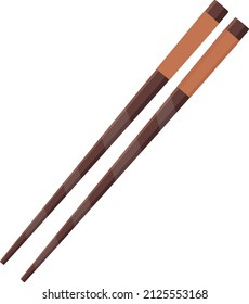 Wooden chopsticks, illustration, vector on a white background.