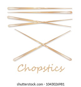 Wooden chopsticks isolated on white background illustration set