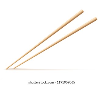 Wooden chopsticks isolated on white background. Vector illustration