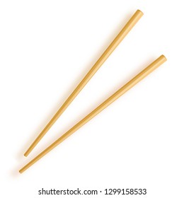 Wooden chopsticks isolated on white background. Vector illustration 10 eps.