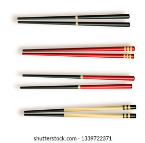 Wooden chopsticks isolated on white background. Vector illustration 10 eps.