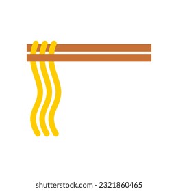 Wooden chopsticks noodle or ramen icon doodle flat vector design