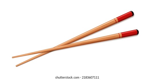 Wooden chopsticks, on white background, asian culture, vector icon.