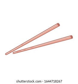 Wooden chopsticks. Traditional asian cutlery. Isolated cartoon illustration