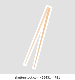 Wooden Chopsticks Utensils Sticker. Simple vector sticker of a pair of wooden chopsticks, ideal for Asian cuisine, dining, and food themes