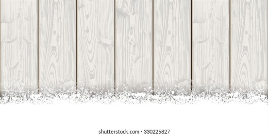 Wooden christmas card with snowflakes. Eps 10 vector file.