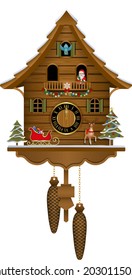 wooden christmas cuckoo clock with decorations