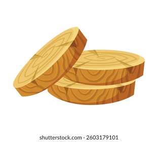 Wooden Circle and Ring Board Plate Vector Illustration