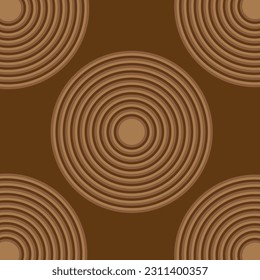 Patrón sin fisuras de los círculos de madera. Ilustración vectorial. Fondo de color marrón.