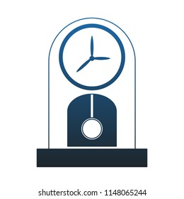 Wooden classic clock in blue lines