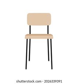 Wooden classic school chair isolated. Back to school. Vector illustration, flat design