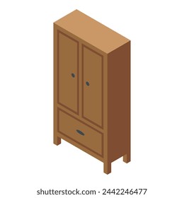 Wooden classic wardrobe icon isometric vector. Furniture sale. Online shop store