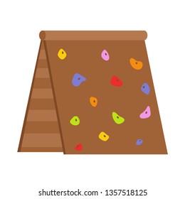 Wooden climbing wall. Grips of climbing wall, Multicolored climbing grips. Vector illustration. EPS 10.