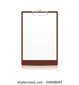 wooden clipboard with a blank of paper