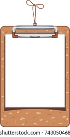 Wooden clipboard with paper sheet. Vector
