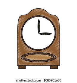 Wooden clock isolated scribble