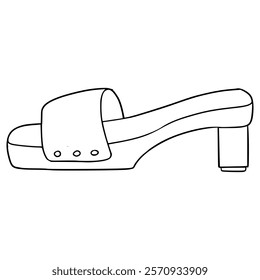 wooden clog mule illustration hand drawn outline vector