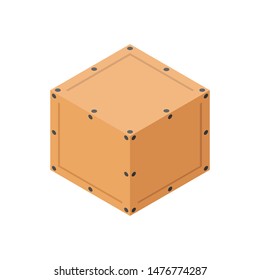 Wooden closed box. Vector drawing. Isolated object on a white background. Isolate.
