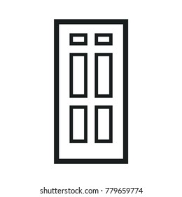 Wooden Closed Front Door Entrance Modern Interior Design. Minimal Flat Line Outline Stroke Icon Illustration