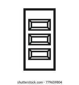 Wooden Closed Front Door Entrance Modern Interior Design. Minimal Flat Line Outline Stroke Icon Illustration