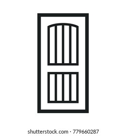 Wooden Closed Front Door Entrance Modern Interior Design. Minimal Flat Line Outline Stroke Icon Illustration