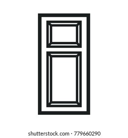 Wooden Closed Front Door Entrance Modern Interior Design. Minimal Flat Line Outline Stroke Icon Illustration