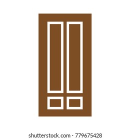Wooden Closed Front Door Entrance Modern Interior Design. Minimal Flat Line Outline Solid Icon Illustration