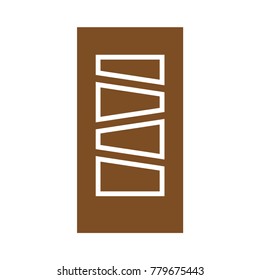 Wooden Closed Front Door Entrance Modern Interior Design. Minimal Flat Line Outline Solid Icon Illustration