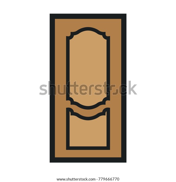 Wooden Closed Front Door Entrance Modern Stock Vector