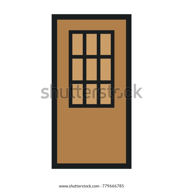 Wooden Closed Front Door Entrance Modern Stock Vector Royalty