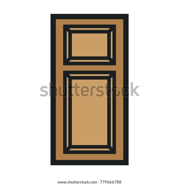 Wooden Closed Front Door Entrance Modern Stock Vector