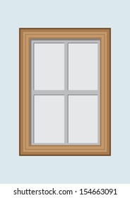 Wooden closed window. Vector illustration