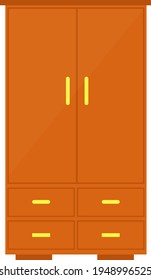 Wooden closet, illustration, vector on white background.