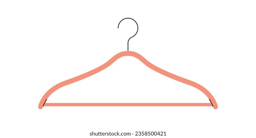 Wooden clothes hanger and empty accessory with hook for apparel hanging, garment storage item, wood object for wardrobe isolated on white background flat vector illustration.