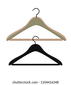 wooden clothes hanger. plastic clothes hanger