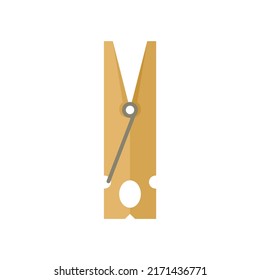 Wooden clothes pin icon. Flat illustration of wooden clothes pin vector icon isolated on white background