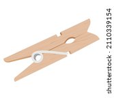 Wooden clothes pin, clothes peg isolated vector