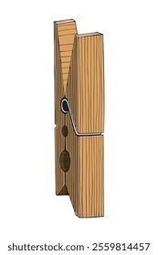 Wooden clothespin on white background