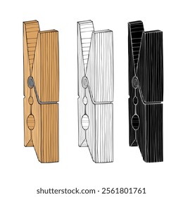 Wooden clothespin on white background