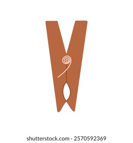 Wooden clothespin vector hand draw icon. 