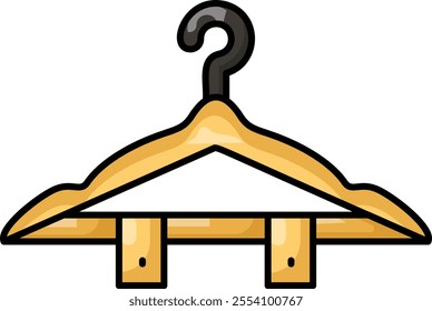 Wooden Coat Hanger with Clips concept, coathanger with clamps colorline vector, Bespoke tailoring symbol, custom measure clothing sign,Sew and Tailor materials stock illustration