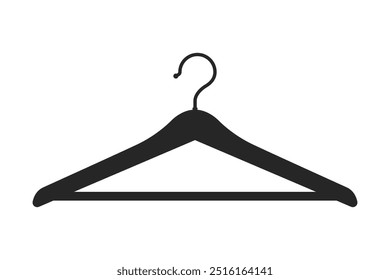 Wooden coat hanger or clothes hanger icon silhouette vector