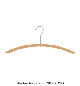 Wooden coat hanger, clothes hanger on a white background.