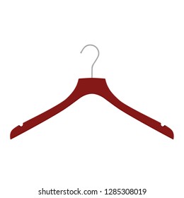 Wooden Coat Hanger, Clothes Hanger On A White Background. 